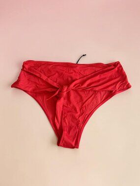 WEWOREWHAT Red High Rose Swim Bottoms Size L NEW NWT